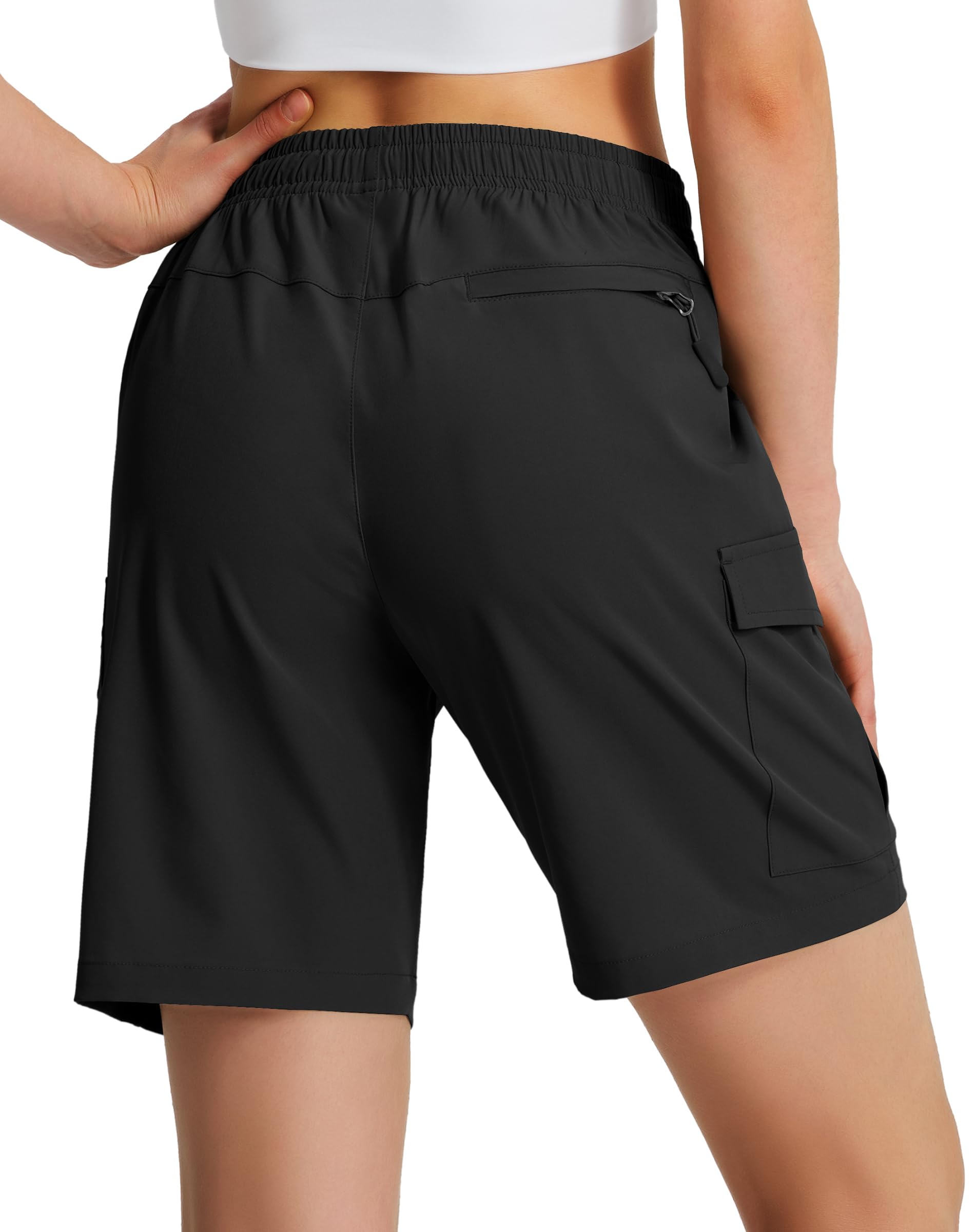 Ksmien Women's 7" Hiking Cargo Shorts Lightweight Quick Dry Ladies Summer Shorts with Zipper Pockets for Travel Golf - Image 3