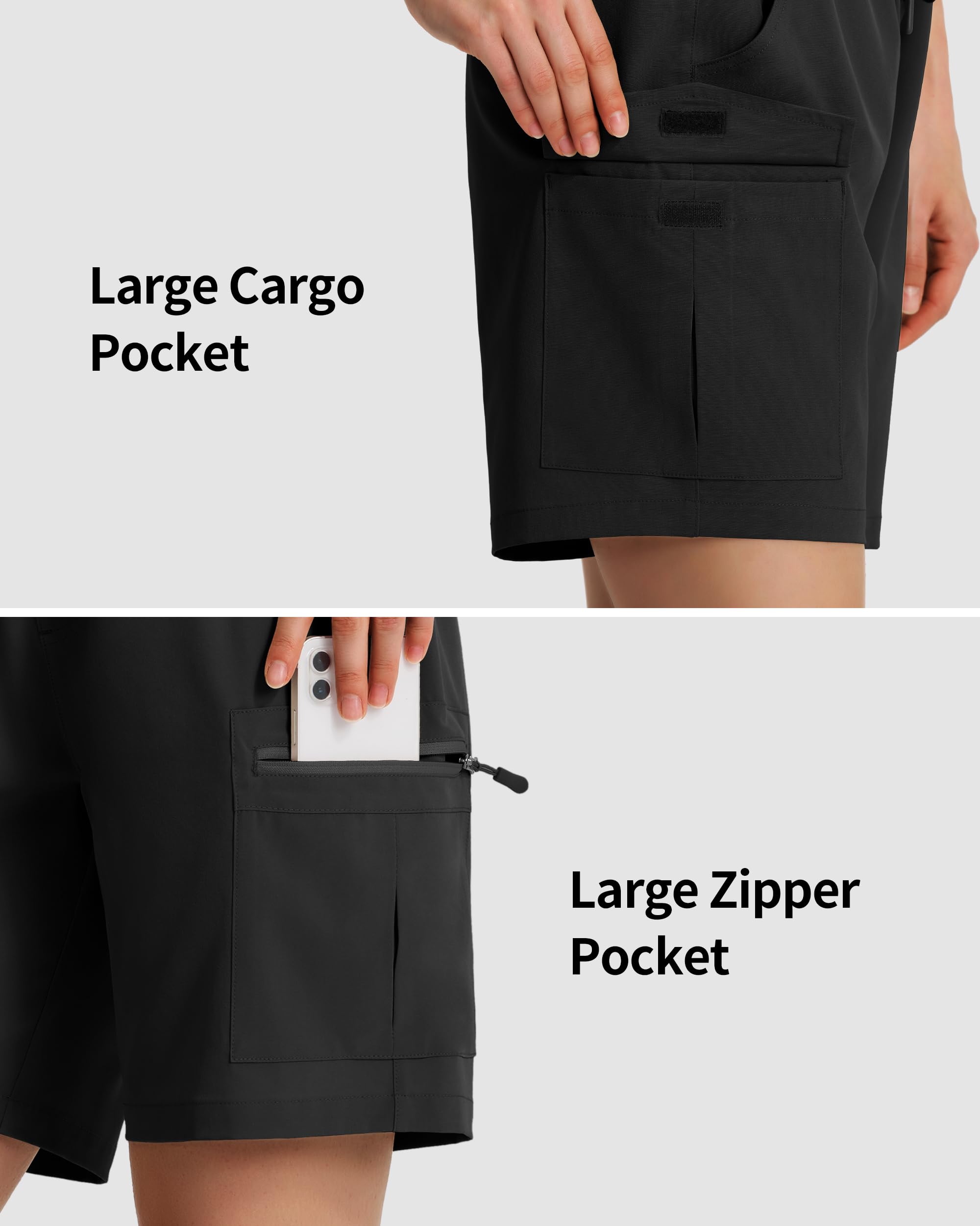 Ksmien Women's 7" Hiking Cargo Shorts Lightweight Quick Dry Ladies Summer Shorts with Zipper Pockets for Travel Golf - Image 5