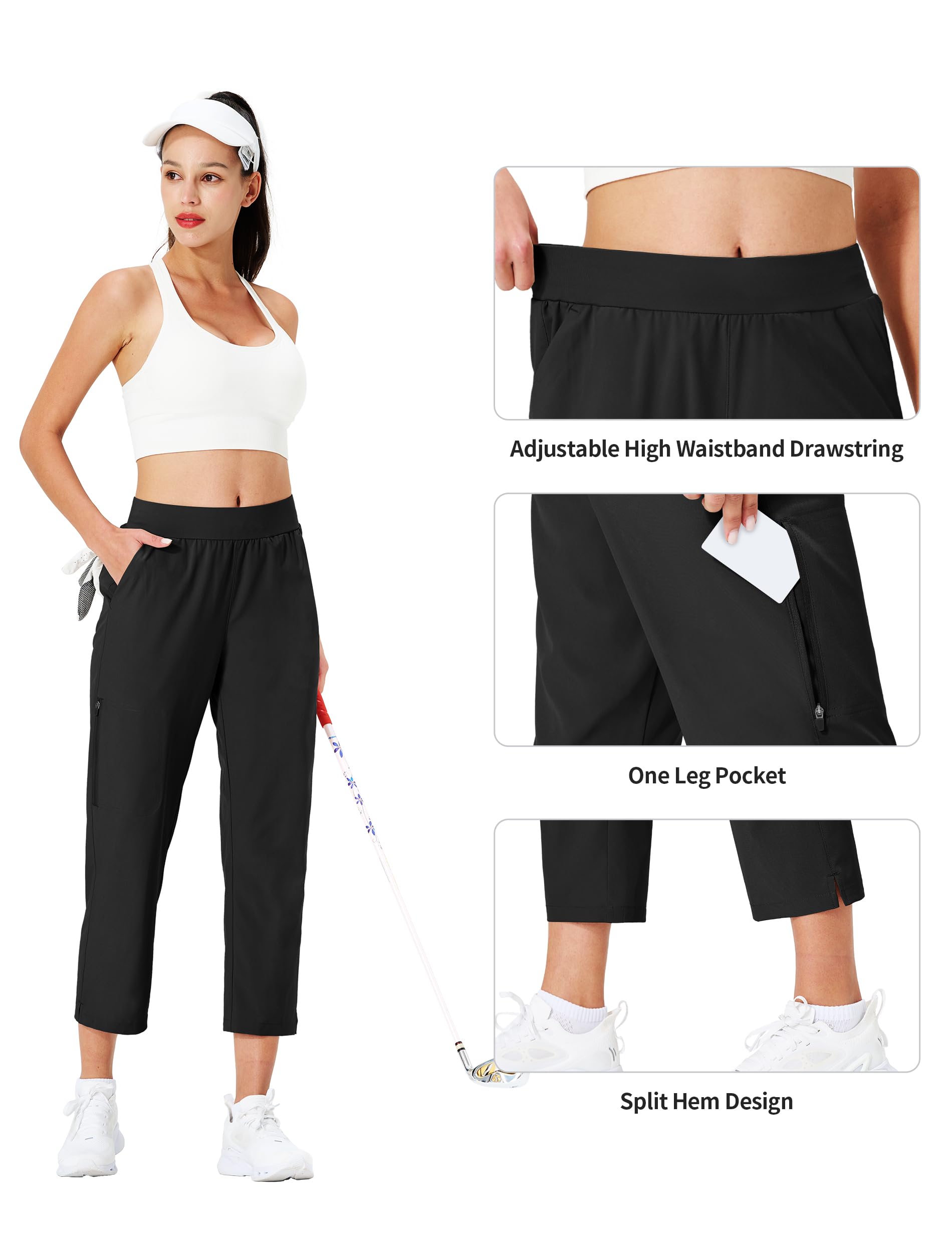 Ksmien Women's Golf Pants Lightweight High Waisted 7/8 Ankle Pant with 4 Pockets for Athletic Lounge Travel Work - Image 5