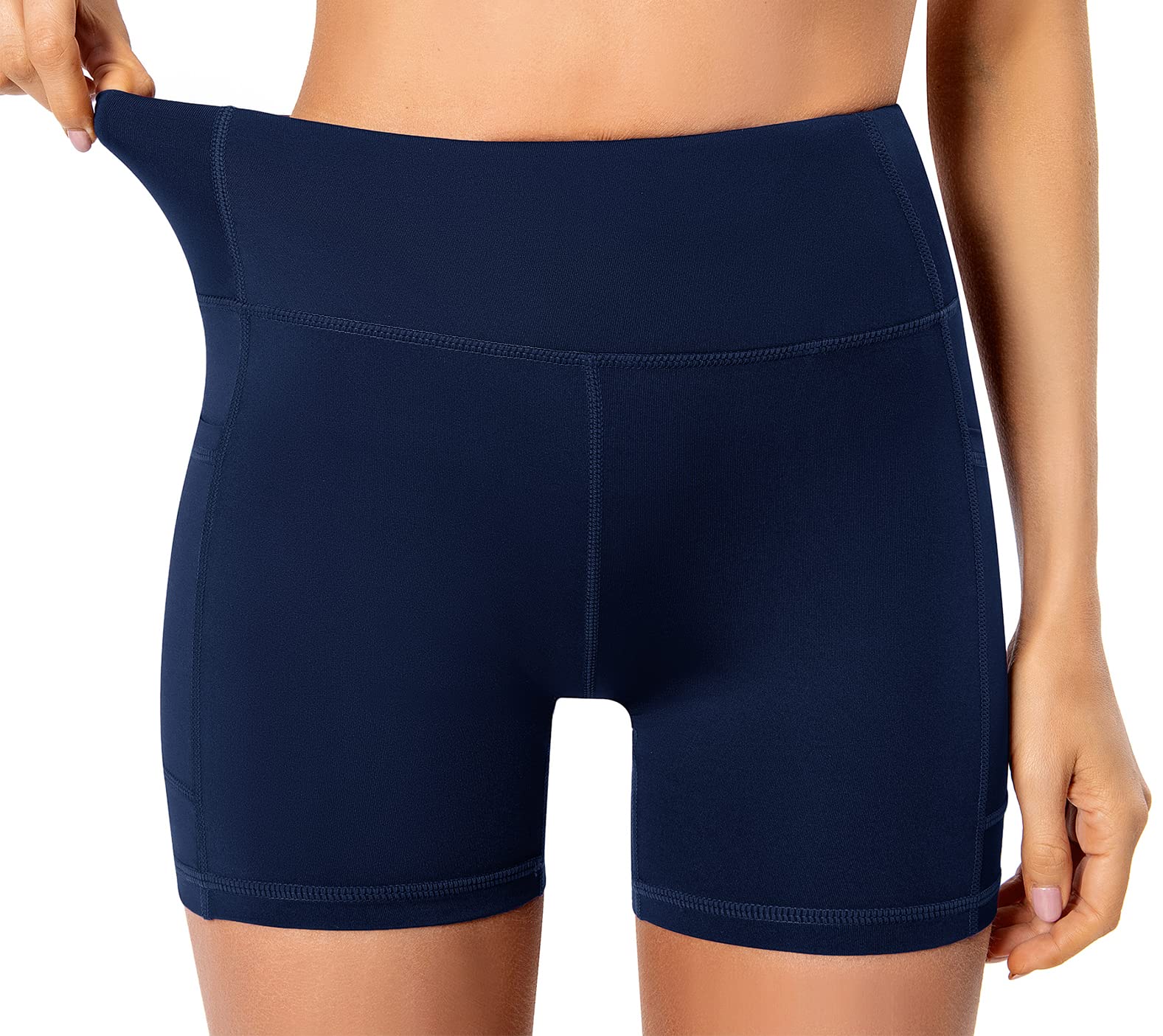 Ksmien Women's High Waist Biker Yoga Workout Cycling 5"/8" Shorts Compression Gym Exercise Shorts with Side Pockets - Image 3