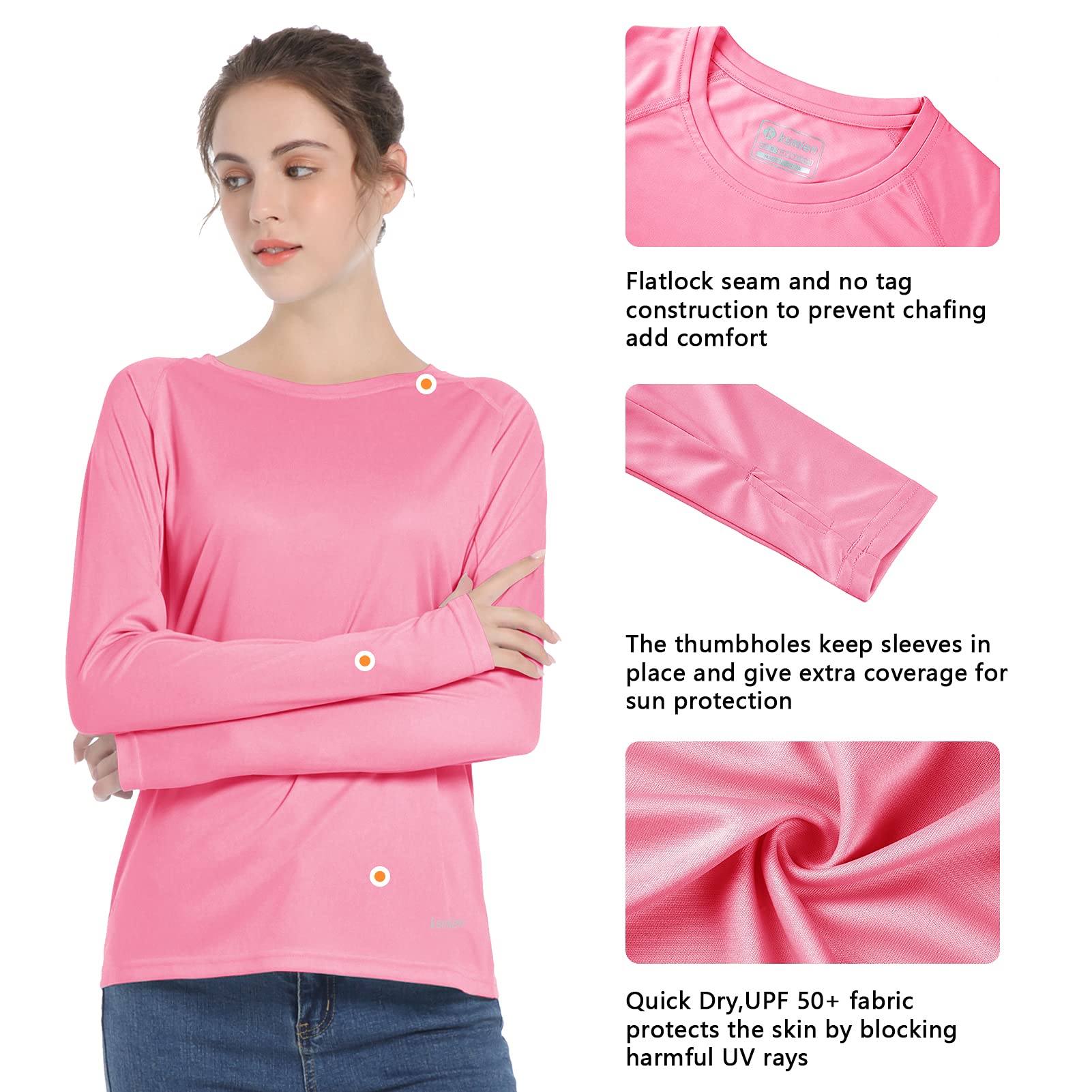 Women's UPF 50+ Sun Protection UV Shirts - Long Sleeve Outdoor Hiking Fishing Swim SPF Rash Guard T-Shirt with Thumbhole - Image 5
